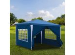 Clanmacy Gazebo 3X3M Blu Con Pareti Laterali Tenda Party Protezione Uv Per Giardino Esterno Campeggio