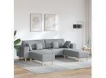 Vidaxl Divano Con Cuscini 3 Pezzi Tessuto Grigio Chiaro