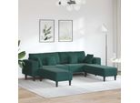Vidaxl Divano Con Cuscini 3 Pezzi Velluto Verde Scuro
