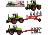 Lolex | Trattore Giocattolo + Con Aratro E Rimorchio + 10 Cm - Macchina Agricola - Per Bambini Dai 3 Anni In Su