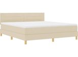 Vidaxl Led Letto A Molle Con Materasso Con Led Crema 180 X 200 Cm Tessuto