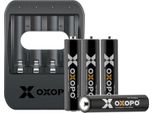 Caricabatterie Oxopo Per Li-Ion Incl. 4 Batterie Aa Da 1850 Mah Agli Ioni Di Litio