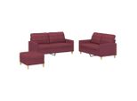 Syfax™ Set Di Divani 3 Pz Con Cuscini Rosso Vino In Tessuto