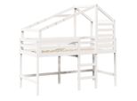Syfax™ Letto Soppalco Con Scala E Tetto Bianco 90X190 Cm Massello Pino