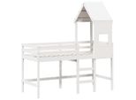 Syfax™ Letto Soppalco Con Scala E Tetto Bianco 90X190 Cm Massello Pino