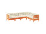 Syfax™ Set Divani Giardino 6Pz Con Cuscini Marrone Cera Massello Pino