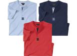 Atlas For Men - T-Shirt Con Colletto Henley Da Uomo (Confezione Da 3) AF1540 (3XL) (Blu/Rosso/Blu Navy)