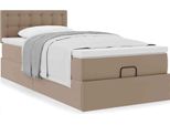Syfax™ Letto Pouf Con Materasso Cappucino 90X200 Cm Pelle Finta