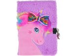 Lolex | Quaderno Di Peluche - Unicorno - A5 - Quaderno Per Bambini - Quaderno Unicorno
