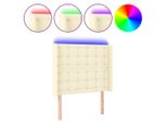 Syfax™ Testiera A Led Crema 93X16X118/128 Cm In Pelle Finta