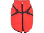 Vidaxl Cappotto Per Cani Con Pettorina Rosso 3XL Pile E Poliestere