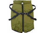 Vidaxl Cappotto Per Cani Con Pettorina Verde Oliva 3XL Pile E Poliestere