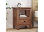 Vidaxl Comodino Marrone 41 X 30 X 50 Cm In Legno Massiccio Di Mogano