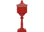 Vidaxl Cassetta Per Le Lettere In Piedi Rossa 42,5 X 29,5 X 117 Cm In Fusione Di Alluminio