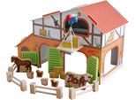 Roba Farm 'Farm', Giocattolo In Legno Stampato, Set Con Fienile, Stalla, Fienile, Recinto E 6 Animali Della Fattoria, Collegabile