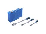 BGS Umschaltknarren-Satz Ausziehbar, Abwinkelbar 6,3 Mm (1/4") - 10 Mm (3/8") - 12,5 Mm (1/2") 3-Tlg. ; BGS Technic (25128)