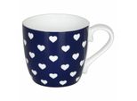 KöNitz Hearts Dark Blue Becher, Herzen, Tasse, Kaffeetasse, Bone China, Dunkelblau, 400 Ml, 11 2 057 2332