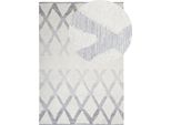 Beliani Tappeto Beige E Grigio 140 X 200 Cm Shaggy Tessuto A Mano Con Motivo Orientale