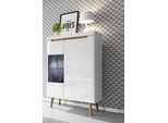 Vetrina Da Salotto 90Cm Bianco Lucido Rovere Riviera