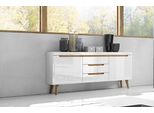 Credenza Cassettiera Credenza Soggiorno 160Cm Bianco Lucido Rovere Riviera