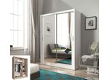 Armadio Ad Ante Scorrevoli Armadio Per La Camera Da Letto 150 Cm - Bianco - 2 Specchi