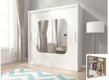 Armadio Ad Ante Scorrevoli Armadio Camera Da Letto A Specchio Bianco - Larghezza 200Cm