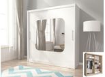 Armadio Ad Ante Scorrevoli Armadio Camera Da Letto A Specchio Bianco - Larghezza 180Cm