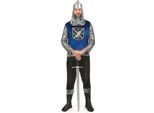 Costume Da Cavaliere Coraggioso Medievale Da Uomo Argento-Blu-Nero - L