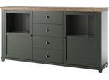 Credenza Elda Credenza 181X42X93Cm Verde / Rovere Lefkas 2 Ante