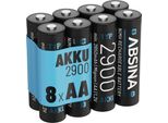 Absina 8X Batterie Ricaricabili Aa 2900 - Batterie Ricaricabili Nimh Aa Da 1,2 V E Min. 2650 Mah - Batterie Ricaricabili Aa