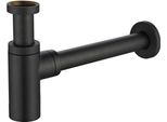 Set Di Scarico Sifone Di Scarico, Rotondo 1 1/4", Per Lavabo, Nero Opaco, Scarico 32 Mm, Star"