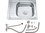 Lavello Da Incasso In Acciaio Inox 58X45 Cm Con Vasca Rotonda A Destra, Sgocciolatoio A Sinistra E Sifone