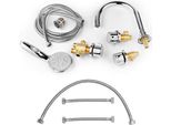 Melko Miscelatore Bordo Vasca 5 Fori Set Doccetta Bagno Cascata Cromo Lavabo