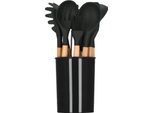 Springos Set Di Utensili Da Cucina 12 Pz. Accessori Per Cucinare E Cuocere Attrezzature Da Cucina Di Base Utensili Da Cucina In Silicone Di Bambù (Nero)