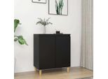Vidaxl Credenza Con Gambe In Legno Massiccio Nero 60X35X70 Cm