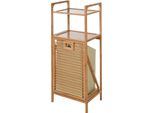 Soluzioni Per Il Bagno Mensola Con 2 Ripiani E Cesto Portabiancheria In Bambù 95 Cm