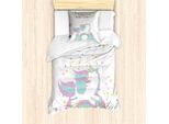 Abakuhaus Set Copripiumino Unicorn Party Per Letti Singoli, Cavallo Con Arcobaleno, Antiacaro, Adatto A Chi Soffre Di Allergie, Con Federa, 135 Cm X 200 Cm - 80 X 80 Cm, Multicolore