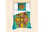 Set Copripiumino Abakuhaus Mandala Per Letti Singoli, Floral Boho Folk, Antiacaro, Adatto A Chi Soffre Di Allergie, Con Federa, 135 Cm X 200 Cm - 80 X 80 Cm, Multicolore