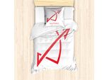 Abakuhaus Segno Zodiacale Sagittario Set Copripiumino Per Letti Singoli, Motivo Semplice, Antiacaro, Adatto A Chi Soffre Di Allergie, Con Federa, 135 Cm X 200 Cm - 80 X 80 Cm, Corallo Scuro Bianco