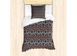 Abakuhaus Set Copripiumino Per Letto Singolo, Vintage Flowers Folk, Antiacaro, Adatto A Chi Soffre Di Allergie, Con Federa, 135 Cm X 200 Cm - 80 X 80 Cm, Multicolore