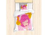Abakuhaus Set Copripiumino Per Letto Singolo Con Motivo Zodiacale Toro, Donna Dai Capelli Rosa, Antiacaro E Anallergico, Con Federa, 135 Cm X 200 Cm - 80 X 80 Cm, Multicolore