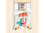 Abakuhaus Set Copripiumino Per Letto Singolo, Uccellini Di San Valentino, Antiacaro, Adatto A Chi Soffre Di Allergie, Con Federa, 135 Cm X 200 Cm - 80 X 80 Cm, Multicolore
