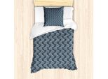 Abakuhaus Set Copripiumino Per Letto Singolo, Disegno Bosco Disegnato A Mano, Antiacaro, Adatto A Chi Soffre Di Allergie, Con Federa, 135 Cm X 200 Cm - 80 X 80 Cm, Azzurro E Nero