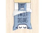 Abakuhaus Set Copripiumino Per Letti Singoli, Sleeping Doodle, Antiacaro, Adatto A Chi Soffre Di Allergie, Con Federa, 135 Cm X 200 Cm - 80 X 80 Cm, Blu Ardesia Blu Scuro