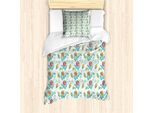 Abakuhaus Set Copripiumino Per Letto Singolo, Geometrico, Antiacaro, Adatto A Chi Soffre Di Allergie, Con Federa, 135 Cm X 200 Cm - 80 X 80 Cm, Azzurro Pallido Arancione