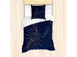 Abakuhaus Set Copripiumino Per Letto Singolo Zodiaco Scorpione, Scheme Of Stars, Antiacaro, Adatto A Chi Soffre Di Allergie, Con Federa, 135 Cm X 200 Cm - 80 X 80 Cm, Indaco, Giallo E Arancione