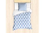 Abakuhaus Set Copripiumino Geometrico Per Letti Singoli, Checkered Rhombus, Antiacaro, Adatto A Chi Soffre Di Allergie, Con Federa, 135 Cm X 200 Cm - 80 X 80 Cm, Blu Ardesia E Azzurro