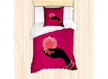Set Copripiumino Abakuhaus Lotus Per Letti Singoli, Silhouette Femminile, Antiacaro, Adatto A Chi Soffre Di Allergie, Con Federa, 135 Cm X 200 Cm - 80 X 80 Cm, Multicolore