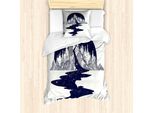 Abakuhaus Set Copripiumino Blu E Bianco Per Letti Singoli, Mountain River, Antiacaro, Adatto A Chi Soffre Di Allergie, Con Federa, 135 Cm X 200 Cm - 80 X 80 Cm, Blu Scuro E Bianco