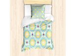Abakuhaus Set Copripiumino Colorato Per Letti Singoli, Fiori Vintage Etnici, Antiacaro, Adatto A Chi Soffre Di Allergie, Con Federa, 135 Cm X 200 Cm - 80 X 80 Cm, Multicolore